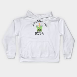 Life is Better with Boba Matcha Green Tea Kids Hoodie